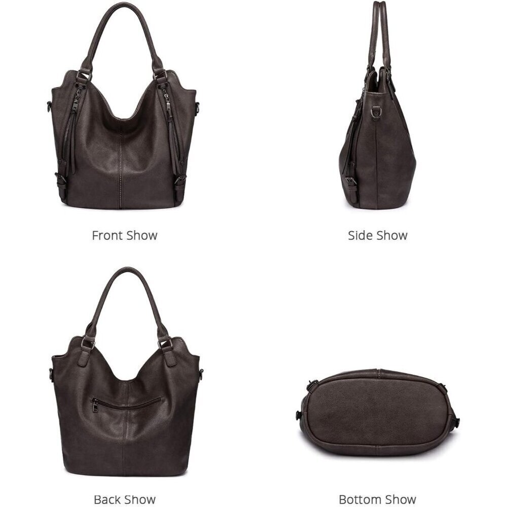 Concealed Carry Hobo Purse Faux Leather Large Capacity Shoulder Bag - Picture 2 of 6